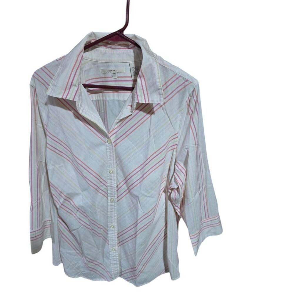 Merona Pink Striped Blouse Plus Size 18W